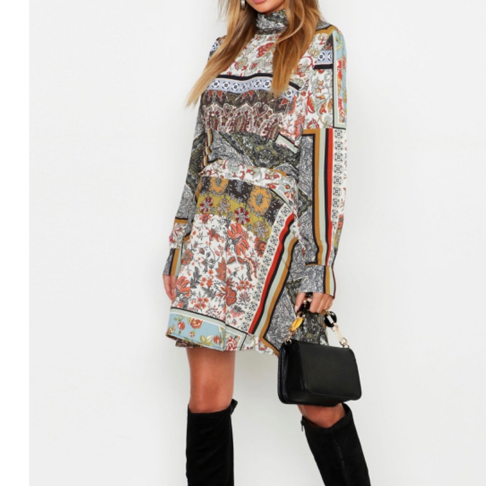 SOLD Ruched Neck & Waist A-Line Dress